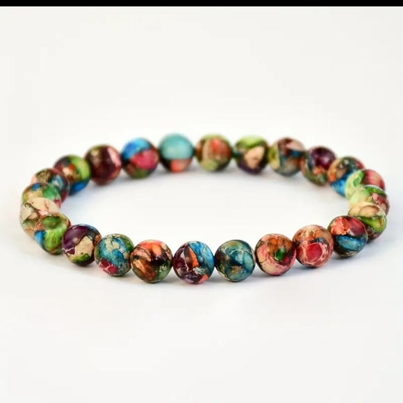 2 Piece Sea Sediment Jasper Bracelets Natural Stone AAA Grade Bead Bracelet - Picture 4 of 6